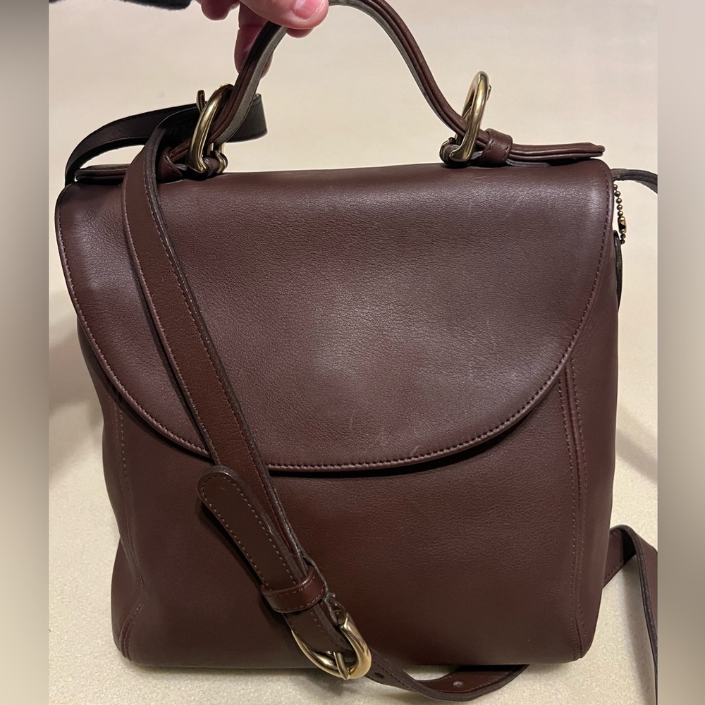 Coach Brown Leather Top-Handle Satchel with Gold Hardware - Picture 5 of 16